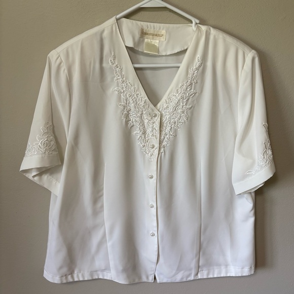 Vintage Christie & Jill Floral Embroidered Blouse Large - Picture 1 of 7
